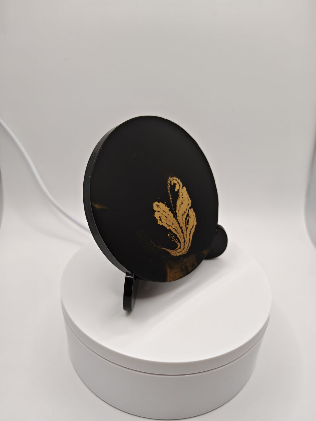 Black and Gold Resin Tray Set: Handmade Elegant Coffee Serving Decor