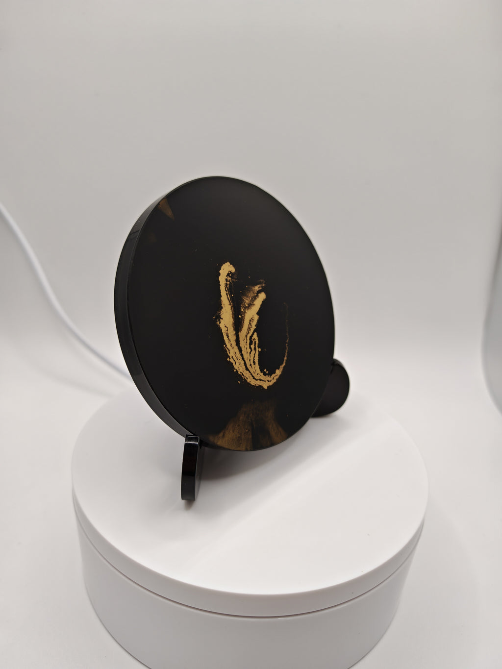 Black and Gold Resin Tray Set: Handmade Elegant Coffee Serving Decor