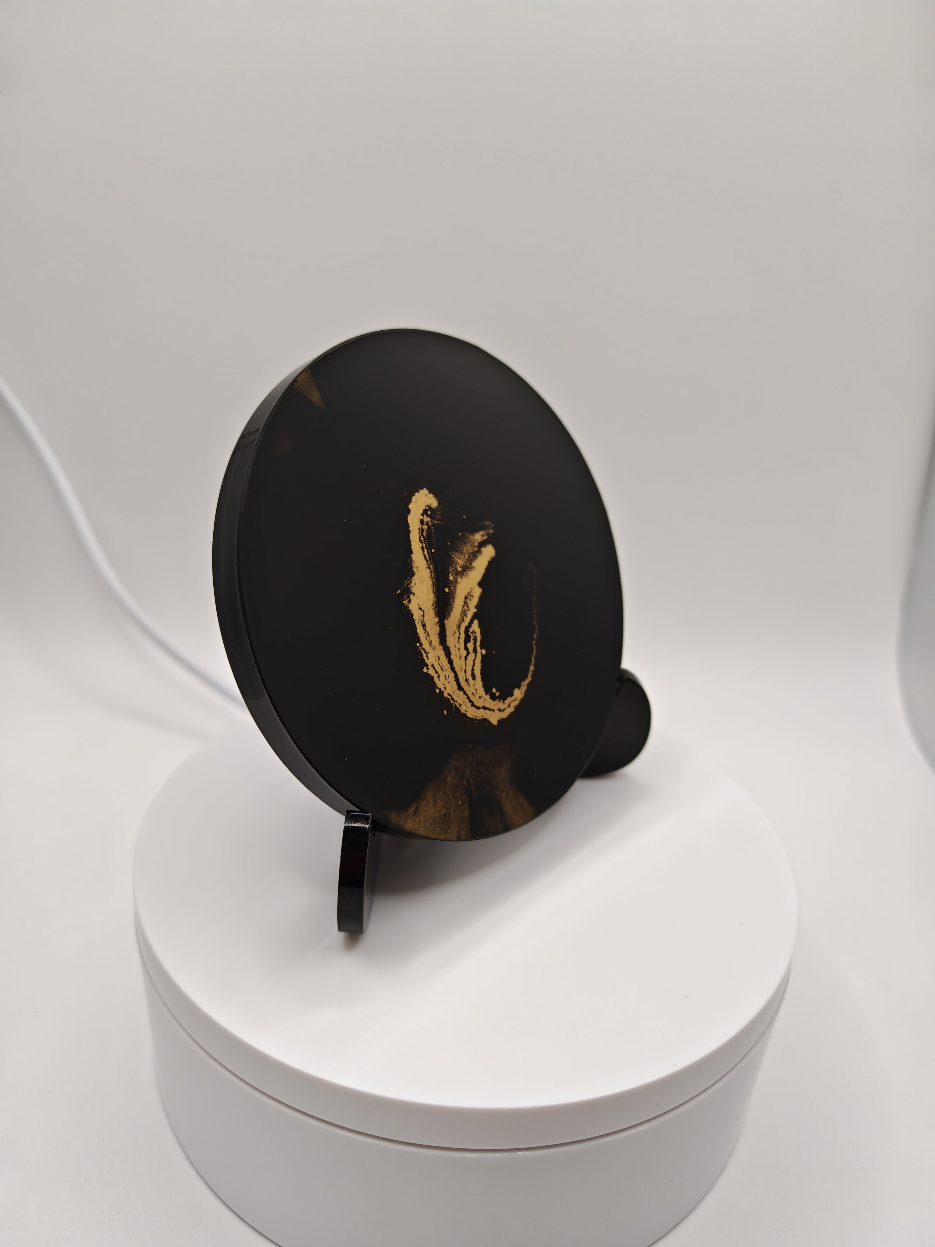 Black and Gold Resin Tray Set: Handmade Elegant Coffee Serving Decor