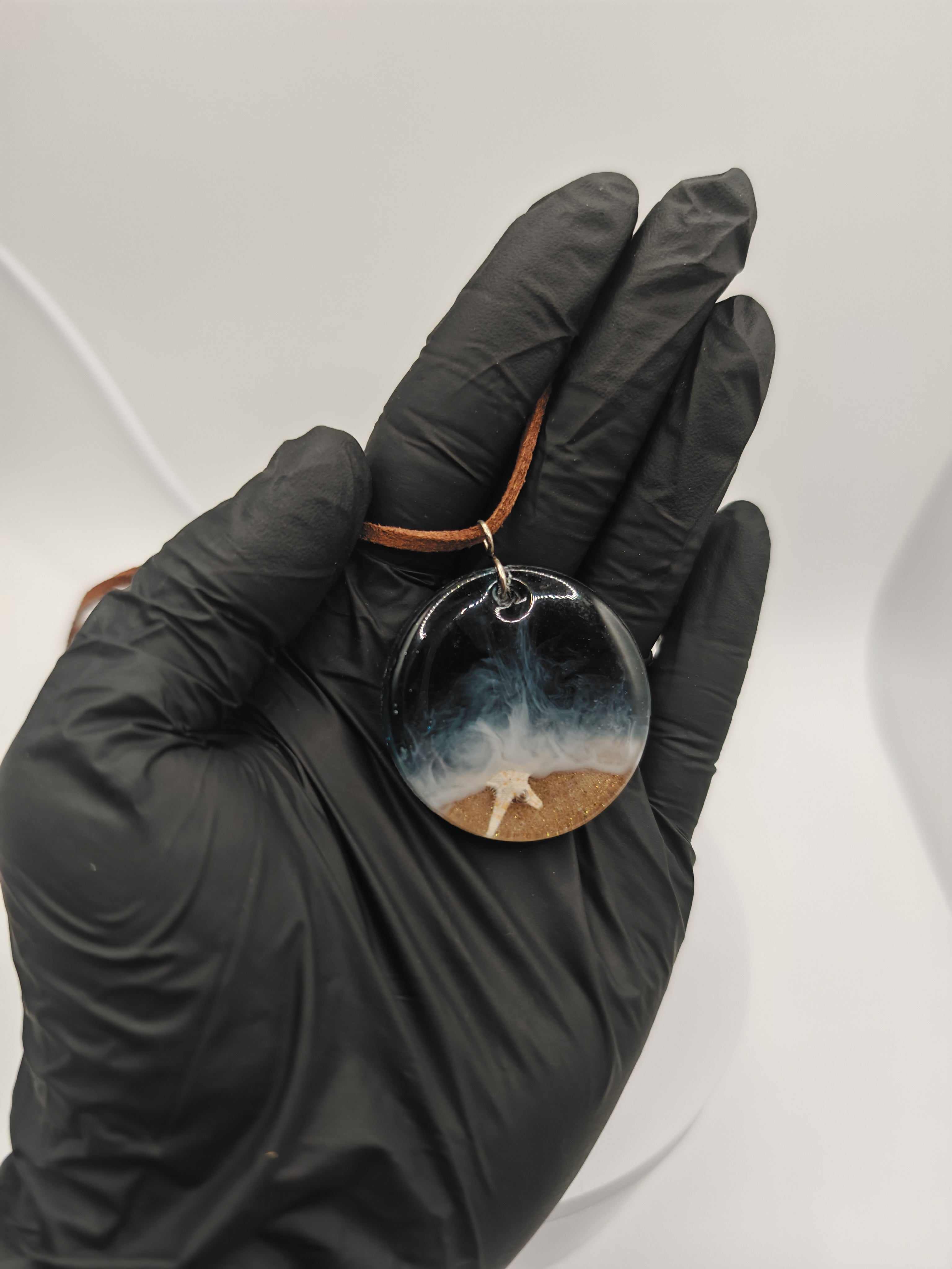 Ocean Resin Necklace: Real Starfish & Sand - Boho Coastal Jewelry