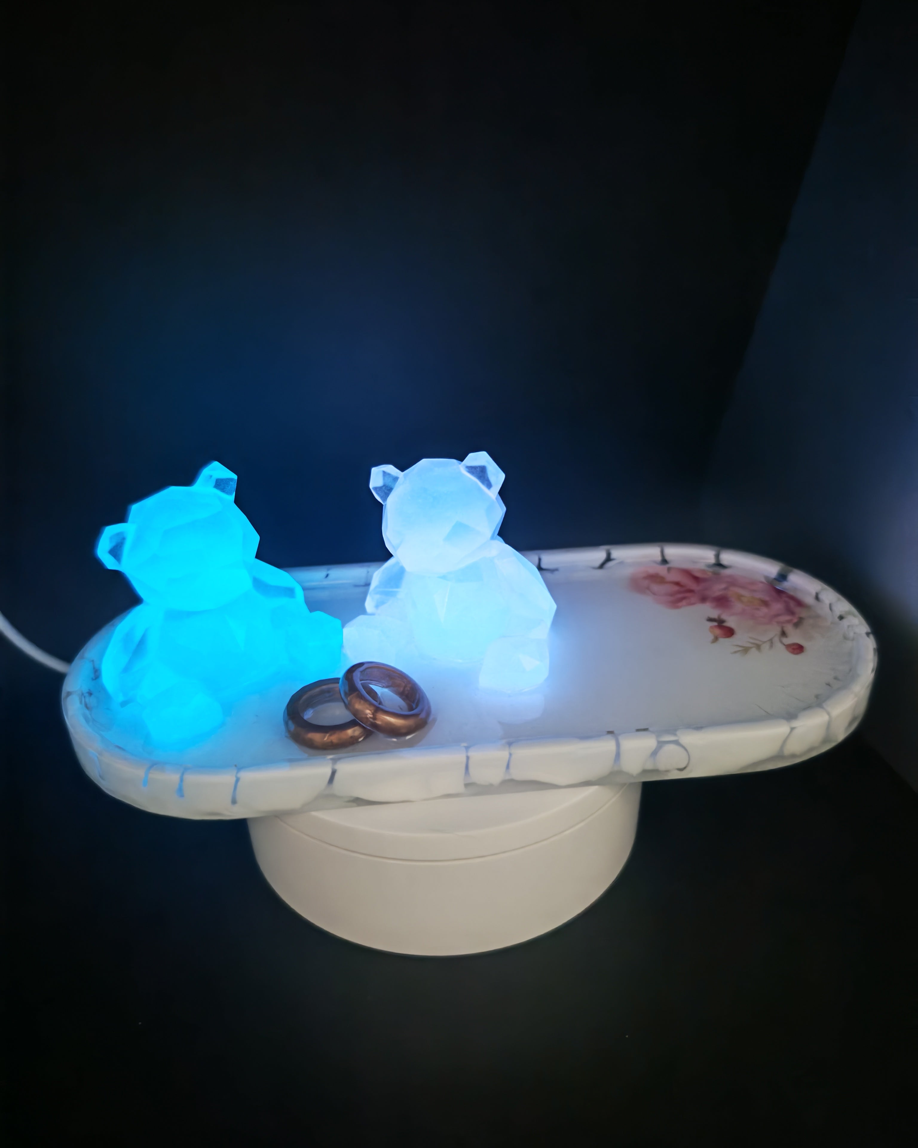 Wedding Ring Holder: Bears Glow in the Dark- Handmade Resin Tray