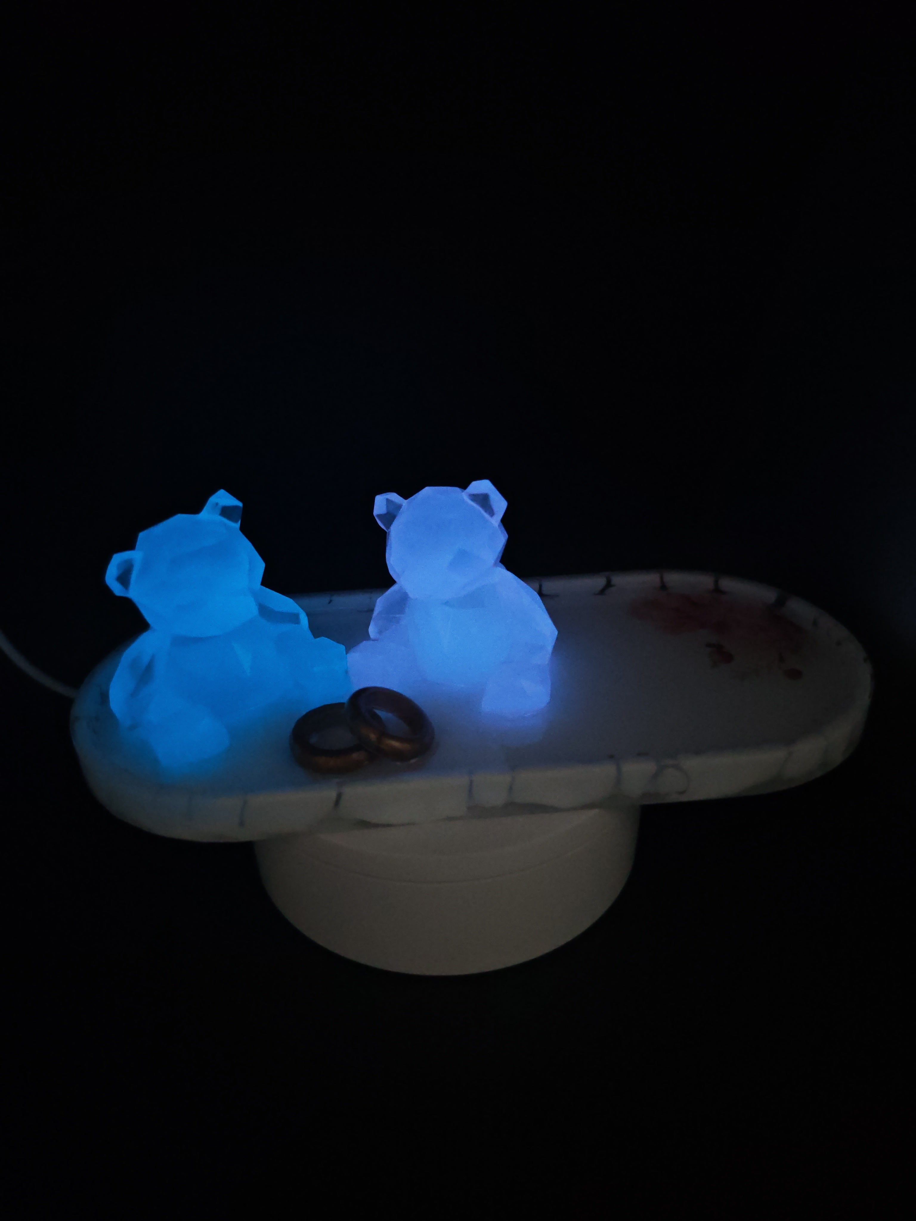 Wedding Ring Holder: Bears Glow in the Dark- Handmade Resin Tray