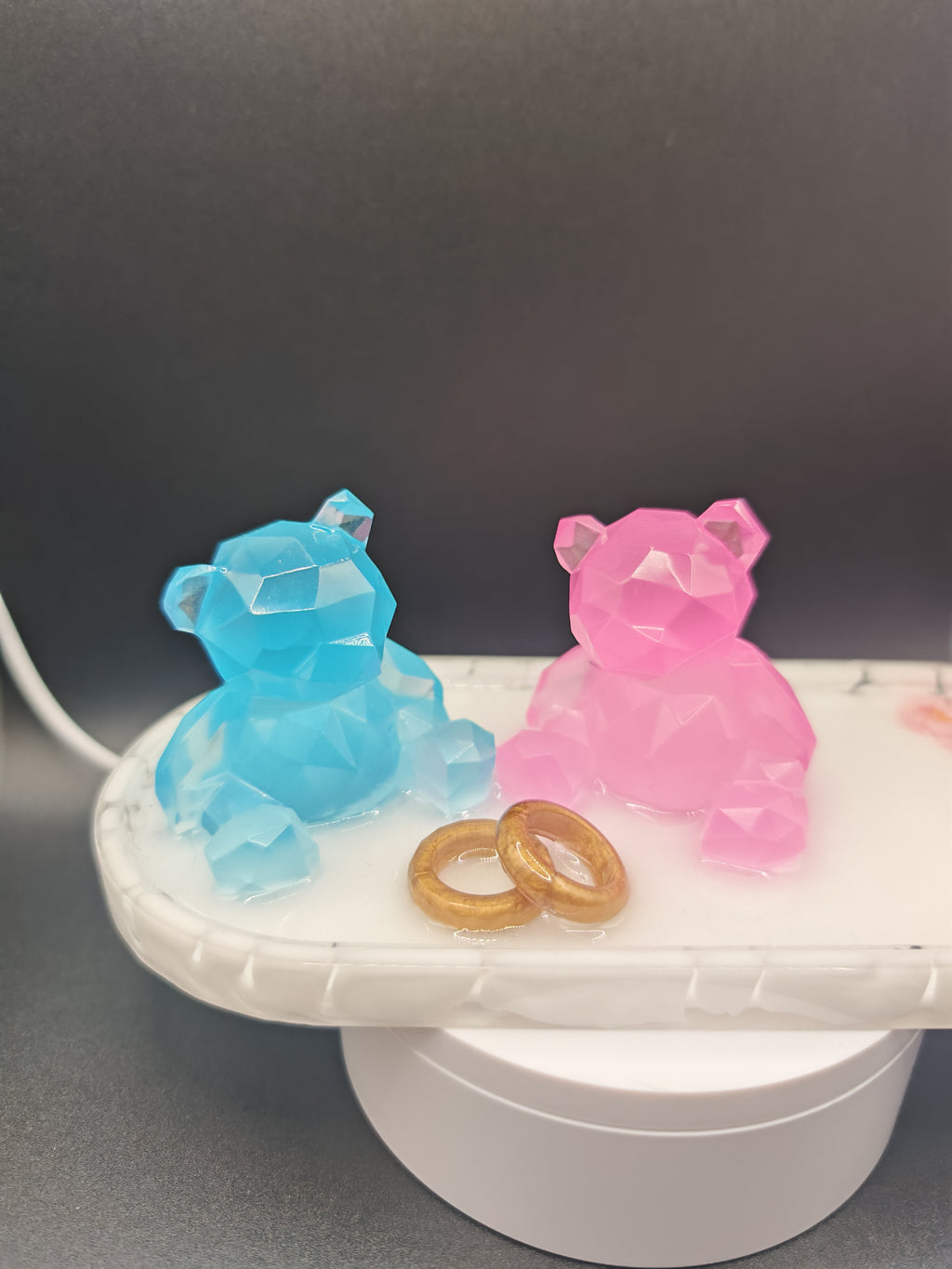 Wedding Ring Holder: Bears Glow in the Dark- Handmade Resin Tray