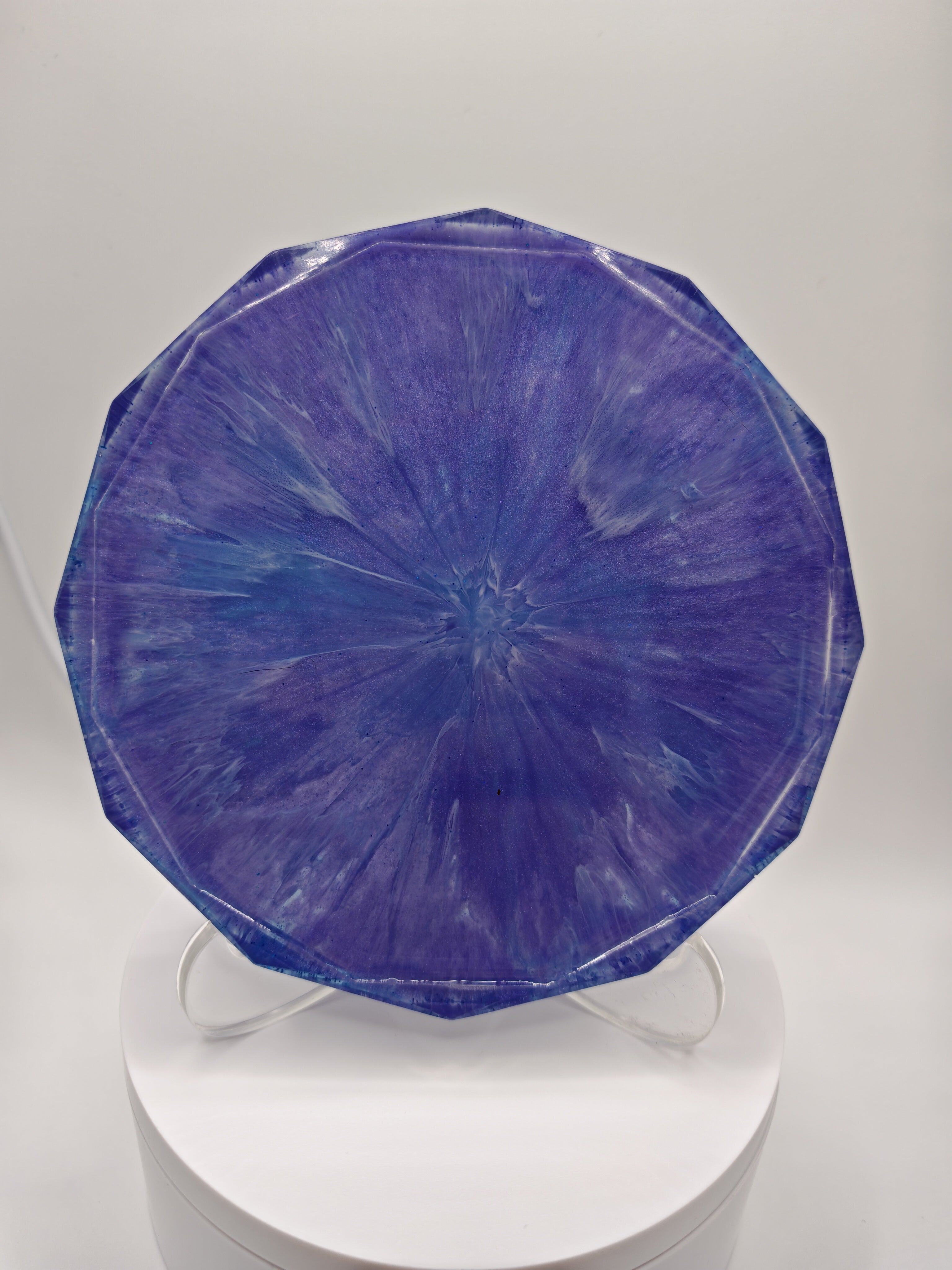Handmade Resin Coaster: Purple Blue Epoxy Art Tray- Unique Home Decor Gift