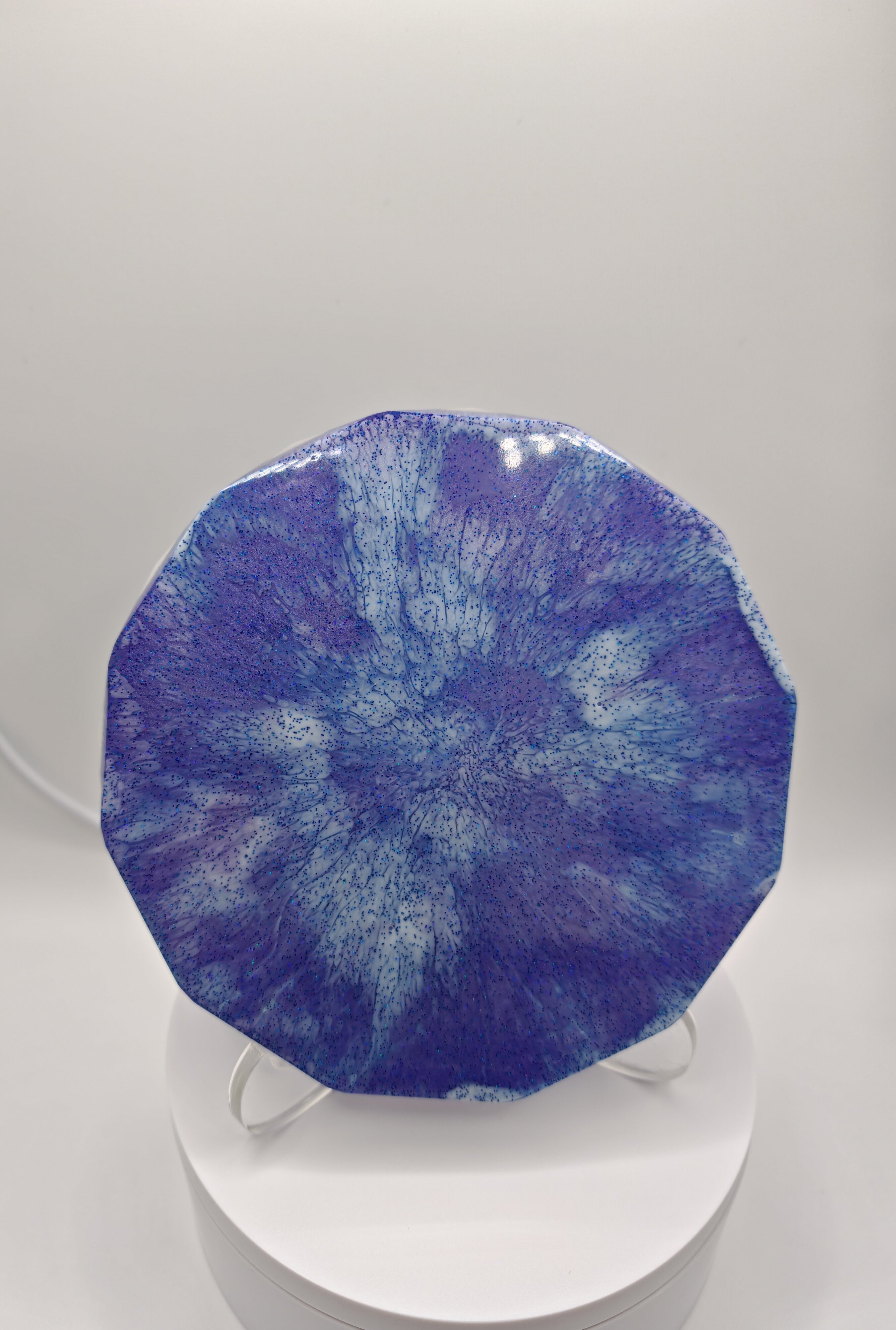 Handmade Resin Coaster: Purple Blue Epoxy Art Tray- Unique Home Decor Gift