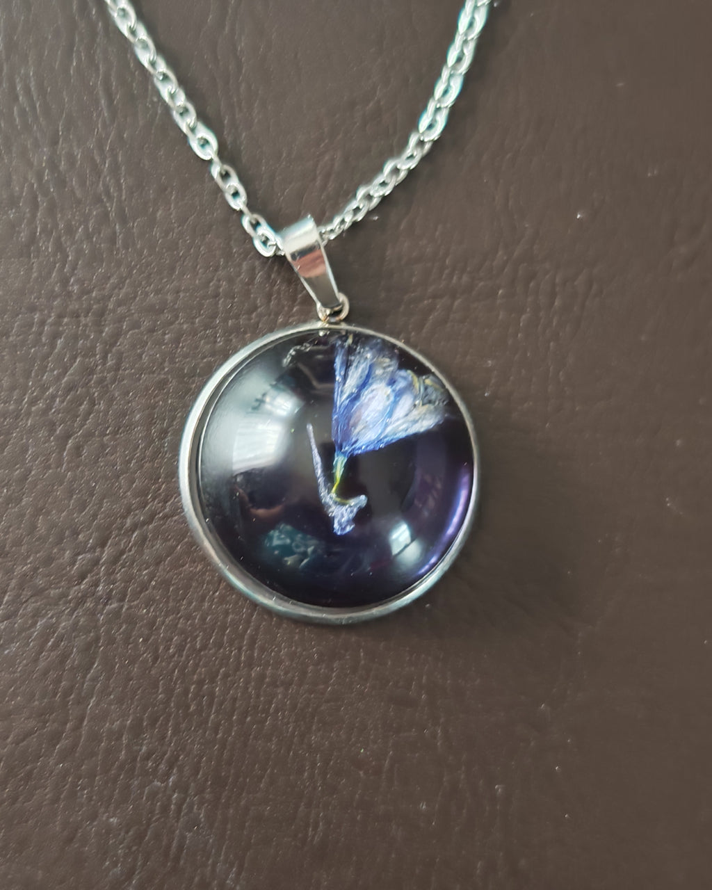 Resin Necklace With Real Flower: Handmade Jewelry- Subtle And Elegant Gift For Her- Stainless Steel Chain