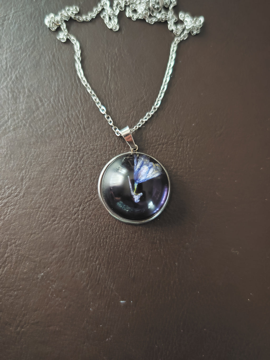 Resin Necklace With Real Flower: Handmade Jewelry- Subtle And Elegant Gift For Her- Stainless Steel Chain