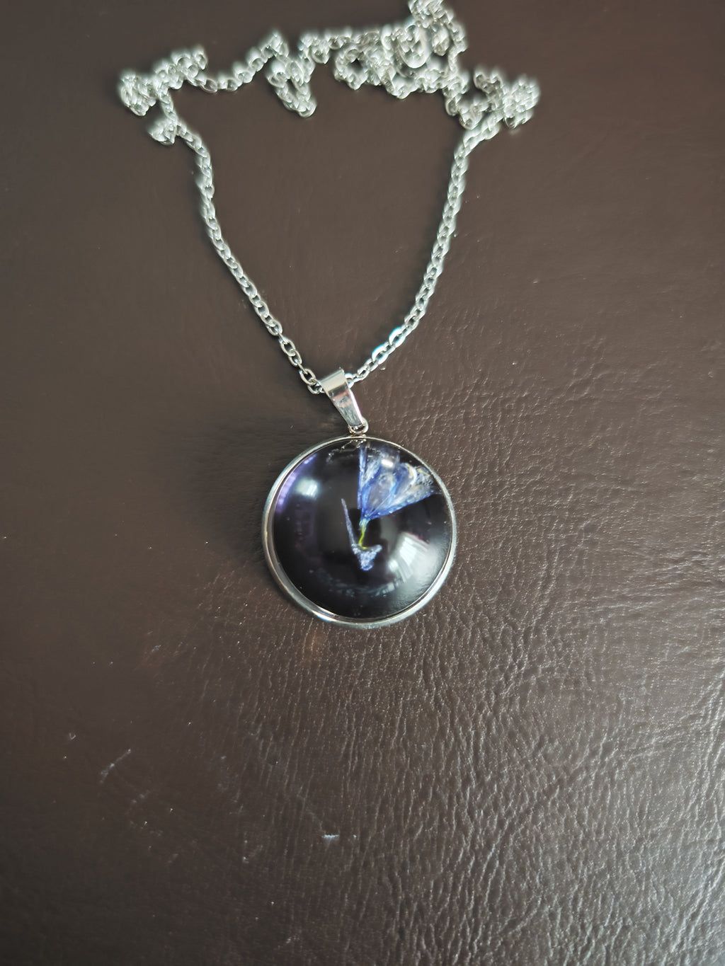 Resin Necklace With Real Flower: Handmade Jewelry- Subtle And Elegant Gift For Her- Stainless Steel Chain