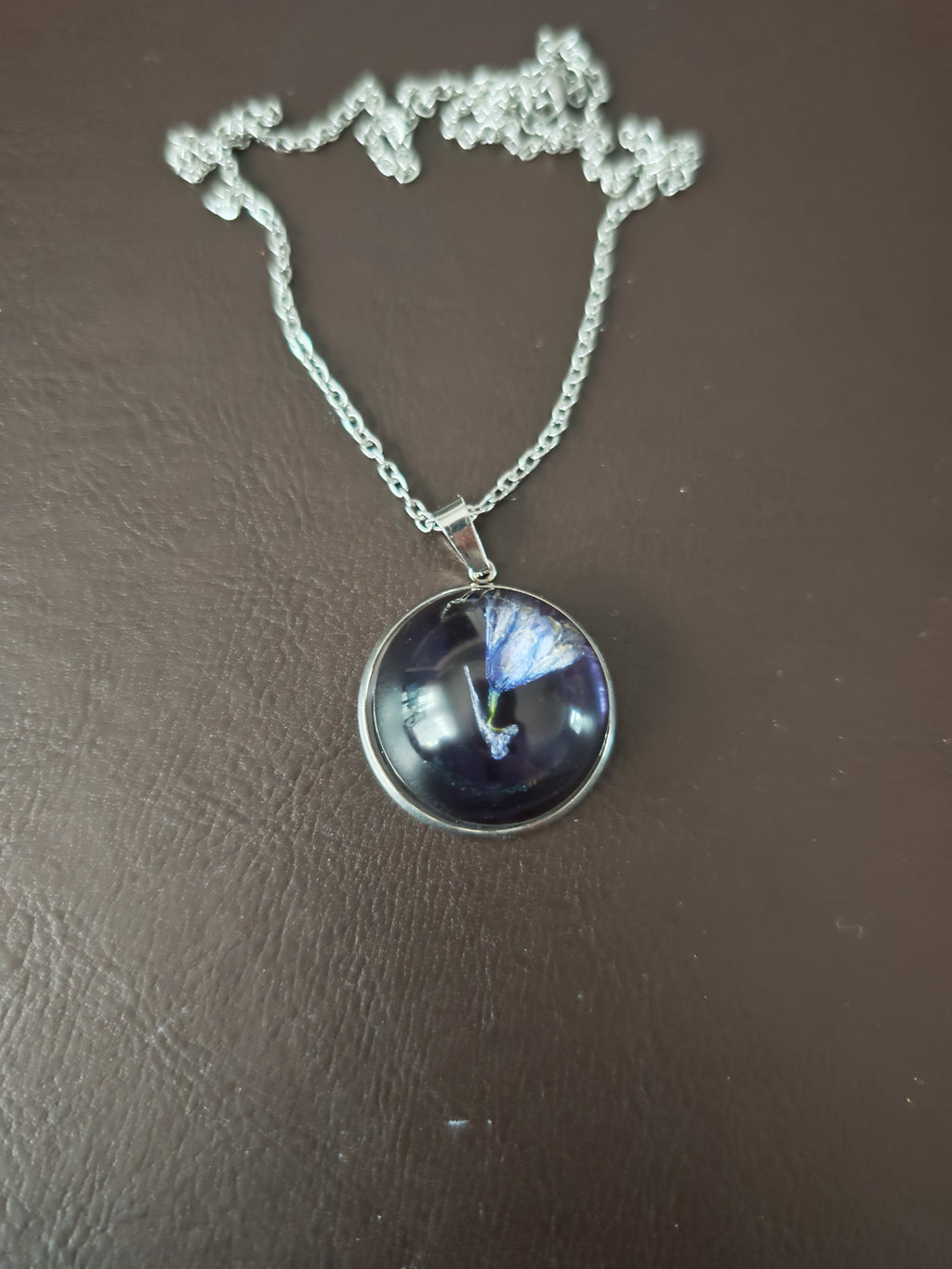 Resin Necklace With Real Flower: Handmade Jewelry- Subtle And Elegant Gift For Her- Stainless Steel Chain