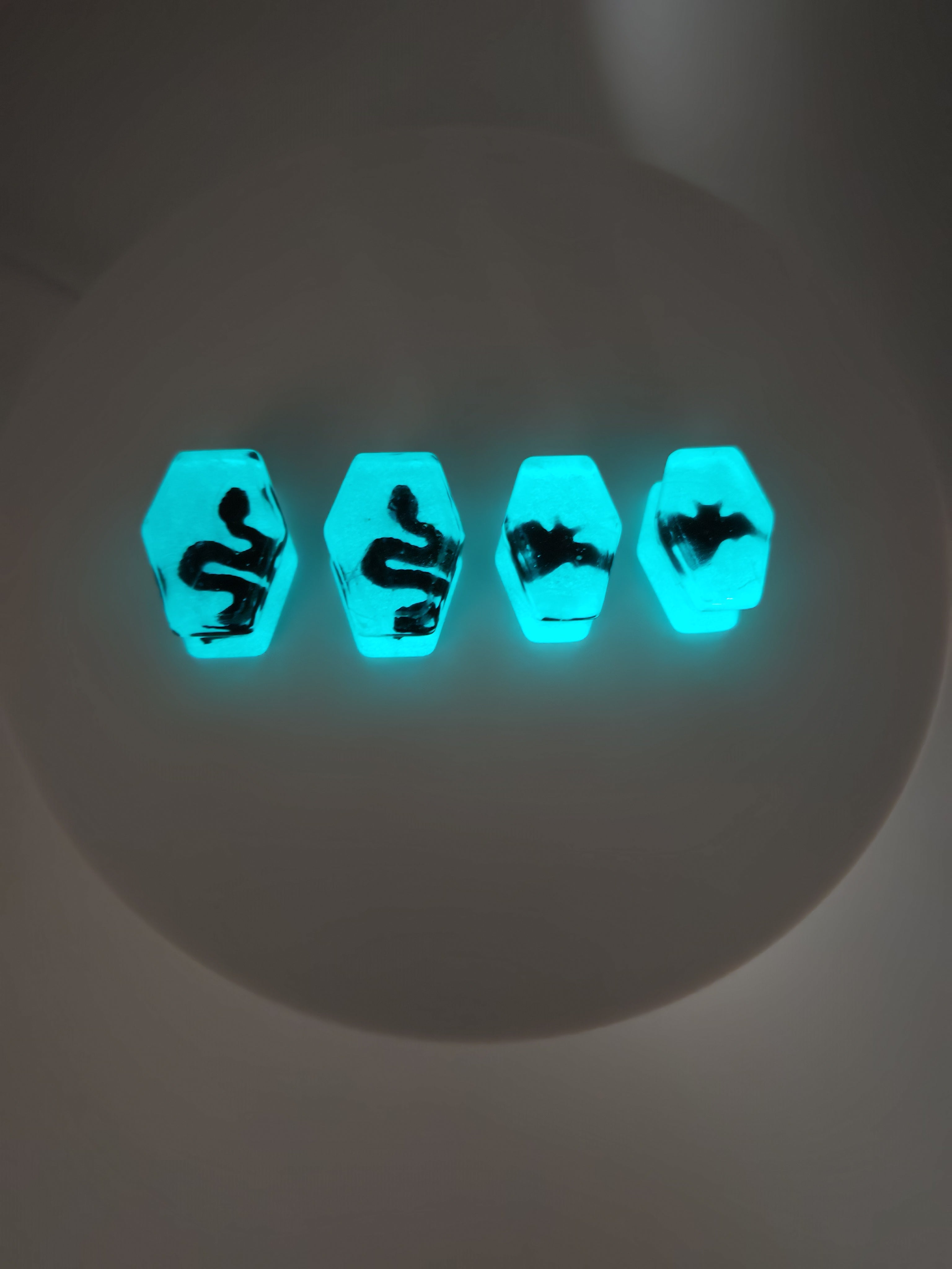 Halloween Glow in the Dark Ear Plugs: Snake (20mm) and Bat (18mm) Design- Gothic Spooky Style Jewelry