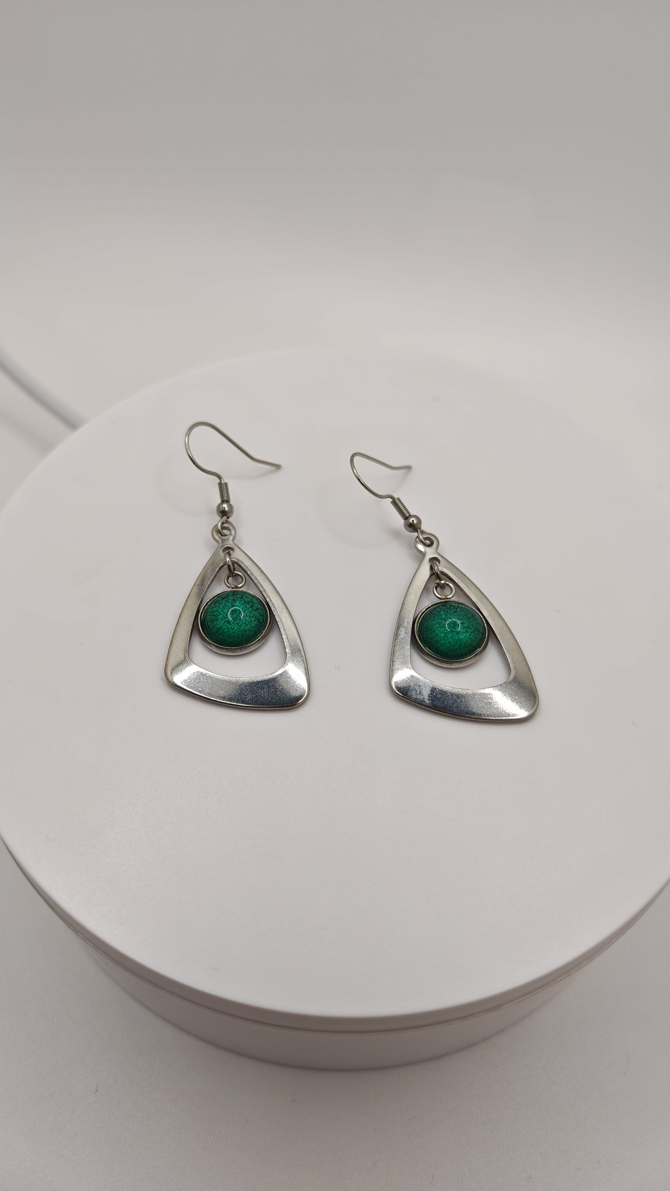 Christmas Earrings: Red or Green- Elegant Winter Design- Handmade Jewelry- Gift For Her- Stainless Steel