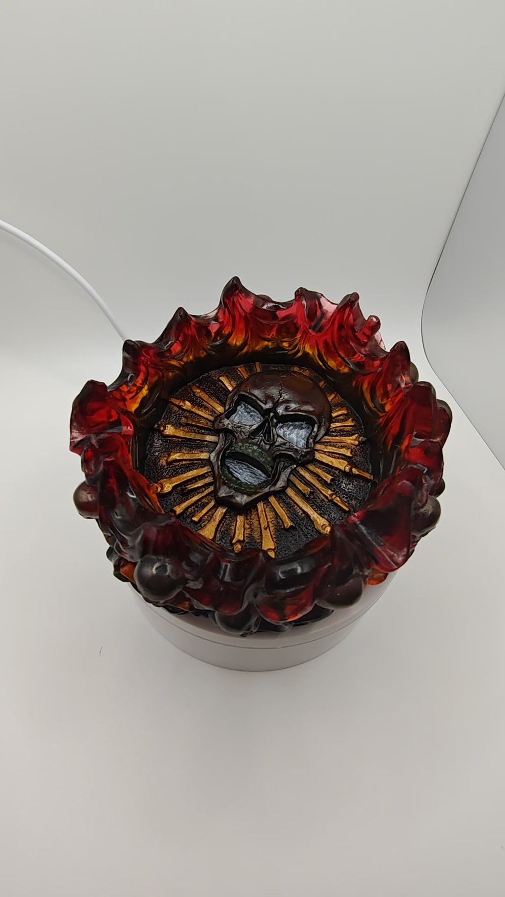 Gothic Skull Resin Flame Tray: Handmade Witchy Decor- Halloween Art