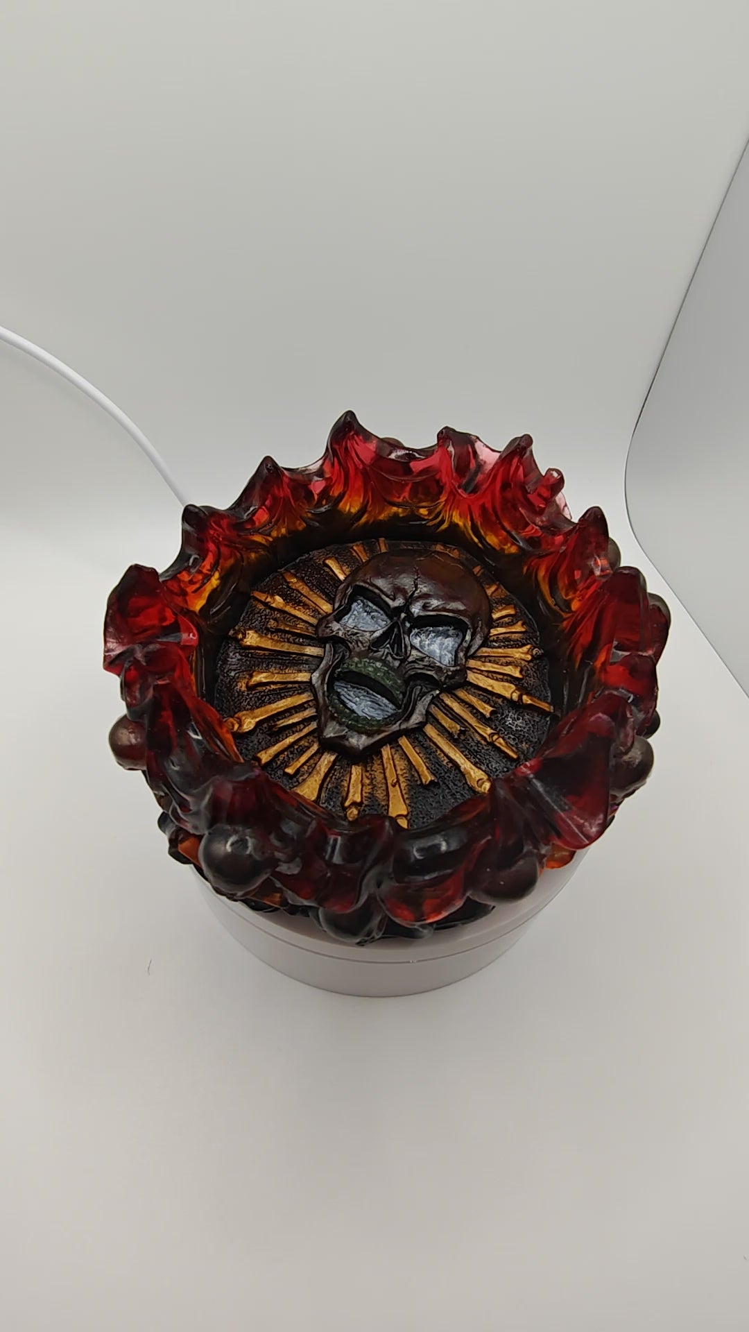 Gothic Skull Resin Flame Tray: Handmade Witchy Decor- Halloween Art