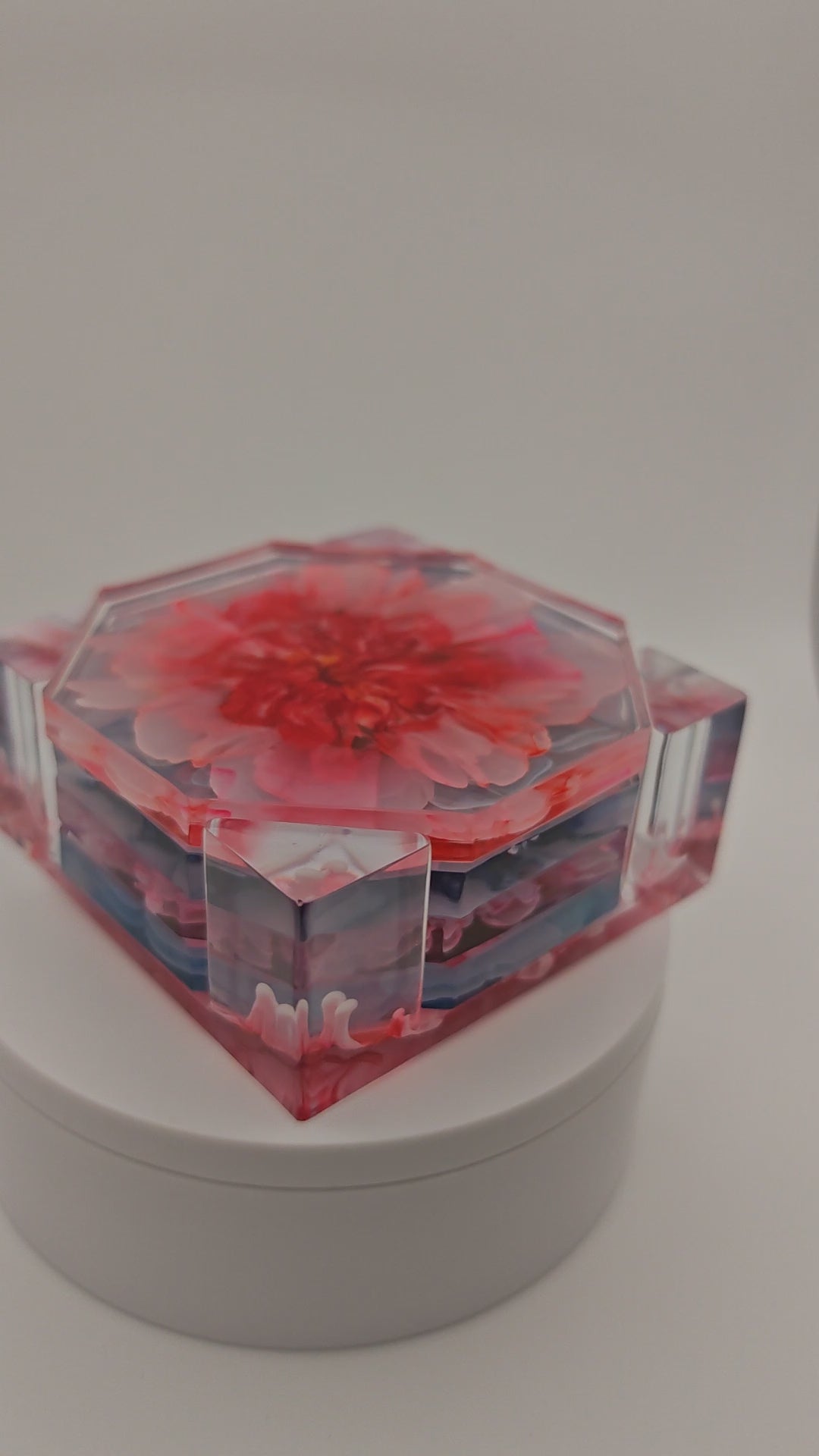 Resin Coaster Set with Holder: Double Sided Epoxy Art, Blooming Floral Design