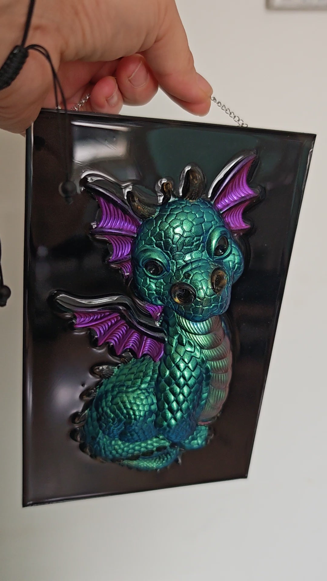 3D Resin Baby Dragon Wall Art: Colorful Gothic Fantasy Decor