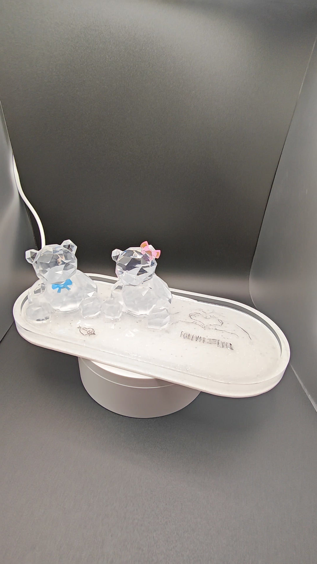3D Resin Bear Couple Tray: Romantic Jewelry & Key Dish