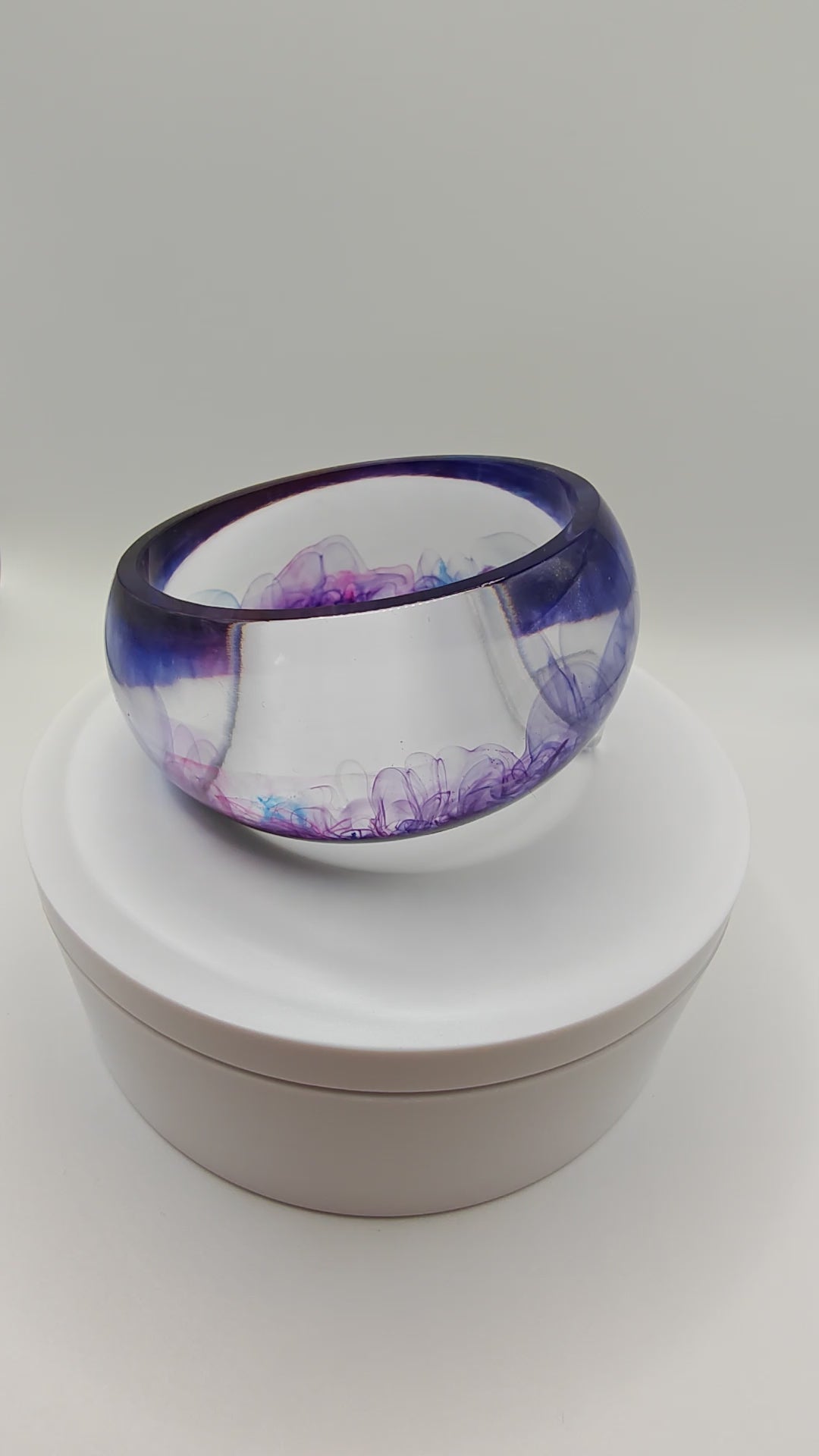 Resin Bangle Bracelet: Handmade Purple Blue Pink Cloudy Ink Effect