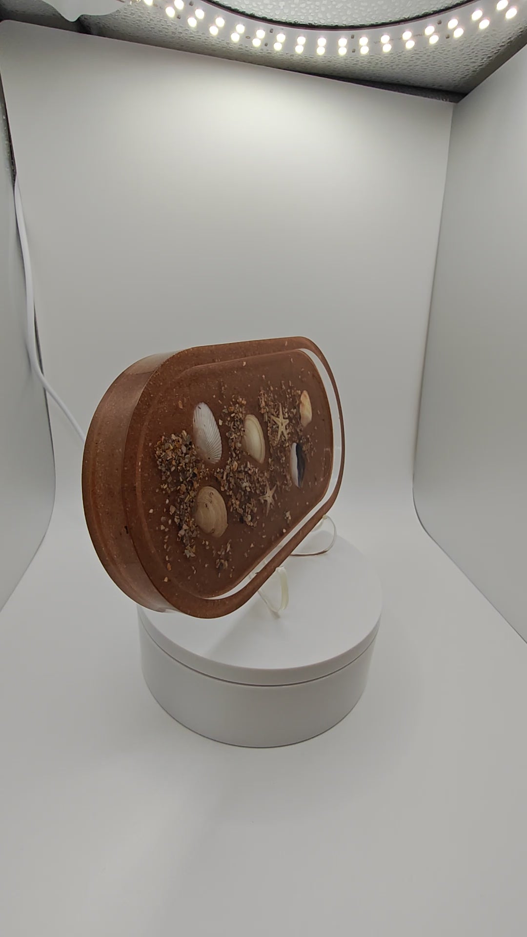 Seashell Resin Tray: Coastal Beach Sand Art - Nautical Home Decor