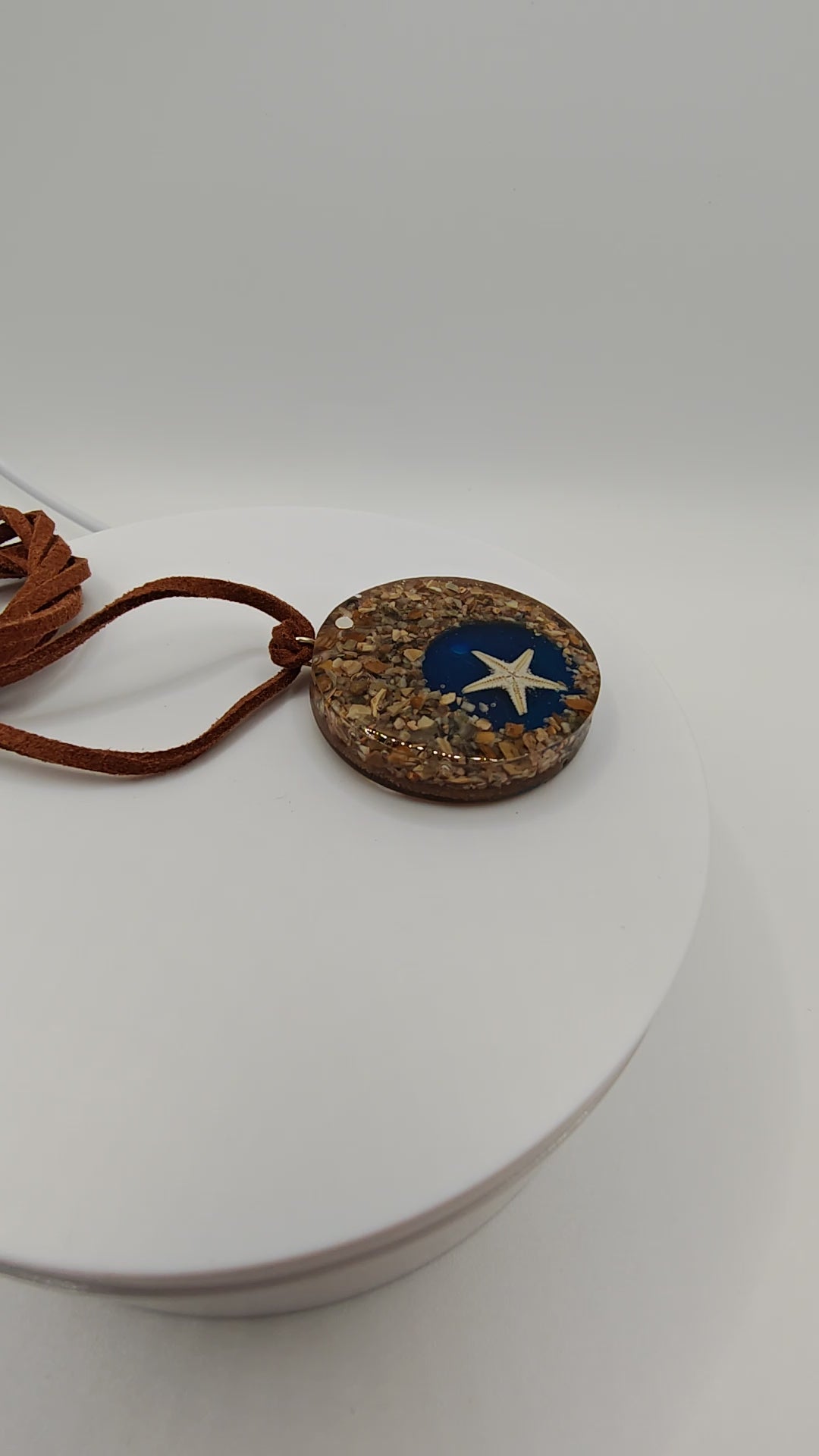 Resin Starfish Pendant Necklace: Real Sand & Stones, Beach Jewelry