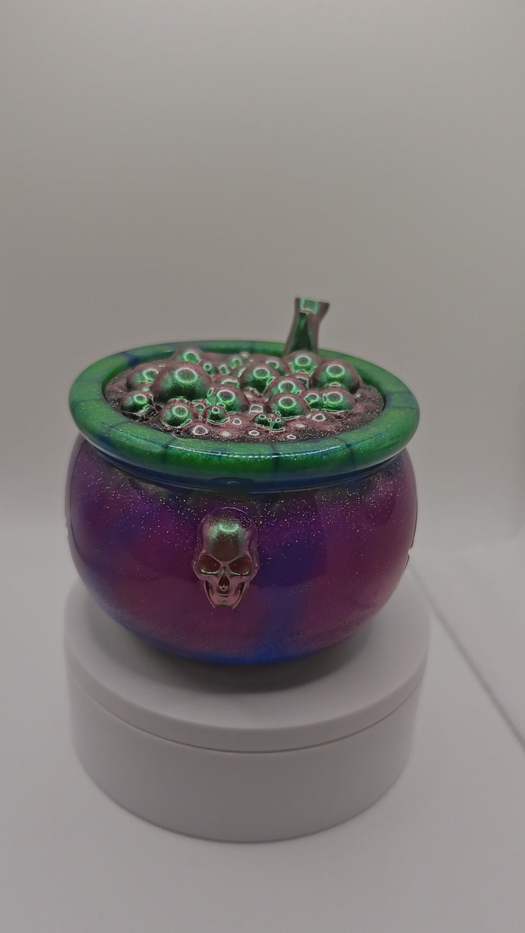 Witchy Galaxy Cauldron: Glow-in-the-Dark Resin Jewelry Box