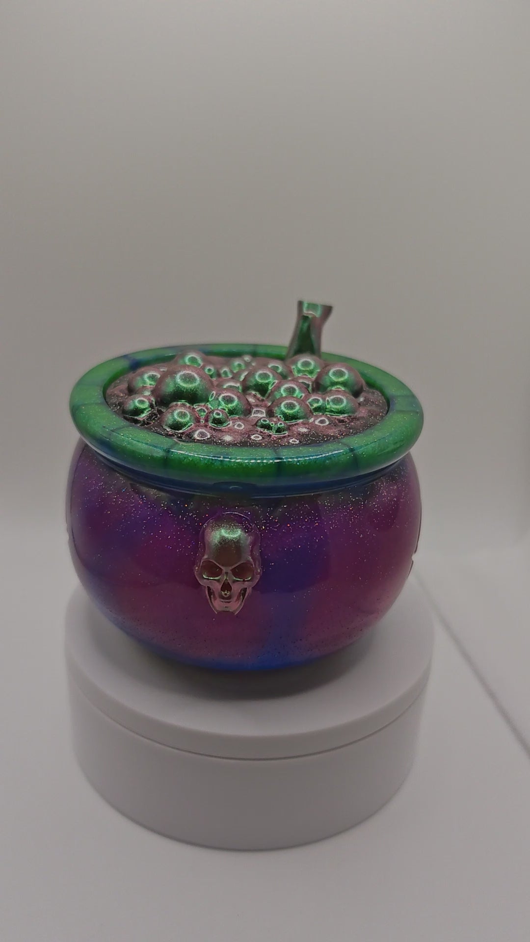 Witchy Galaxy Cauldron: Glow-in-the-Dark Resin Jewelry Box