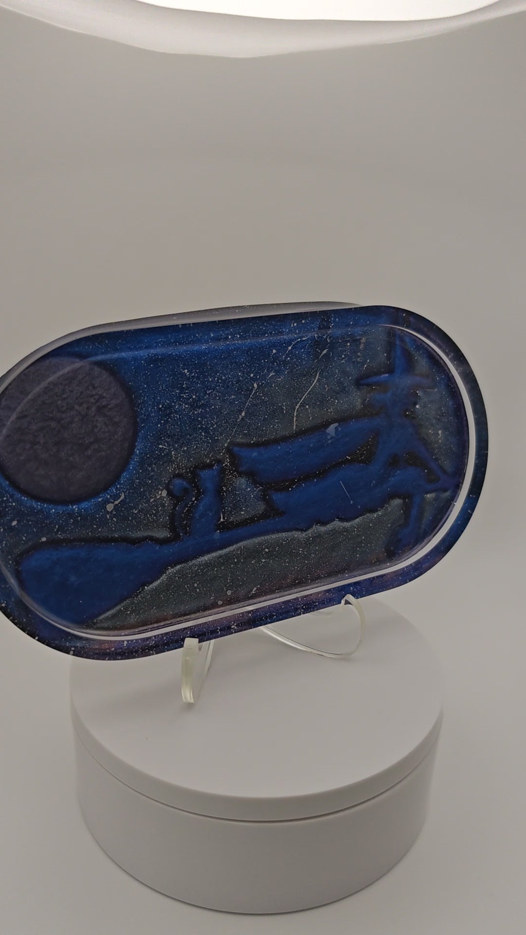 Witch and Cat Resin Tray: Decorative Altar Decor, Mystic Oval Dish, Halloween Jevelry Holder