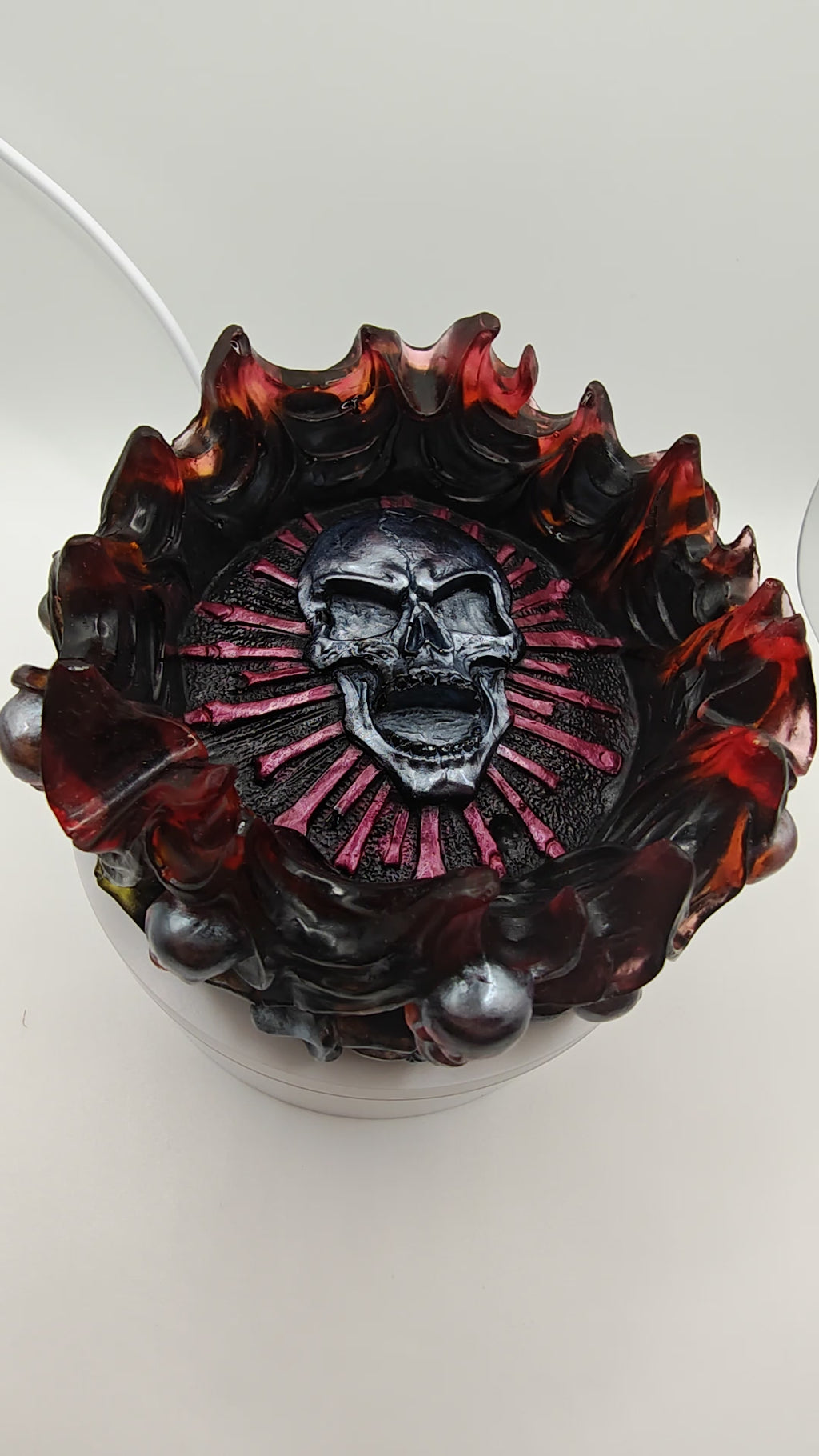 Gothic Skull Resin Flame Tray: Handmade Witchy Decor- Halloween Art