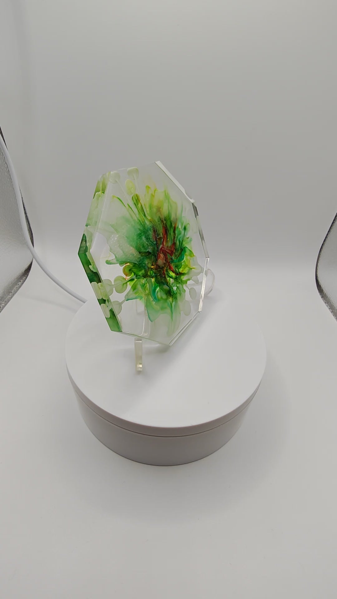 Handmade Resin Coaster: With Green Flower Bloom- Gift For Home Decor or Coffee Table