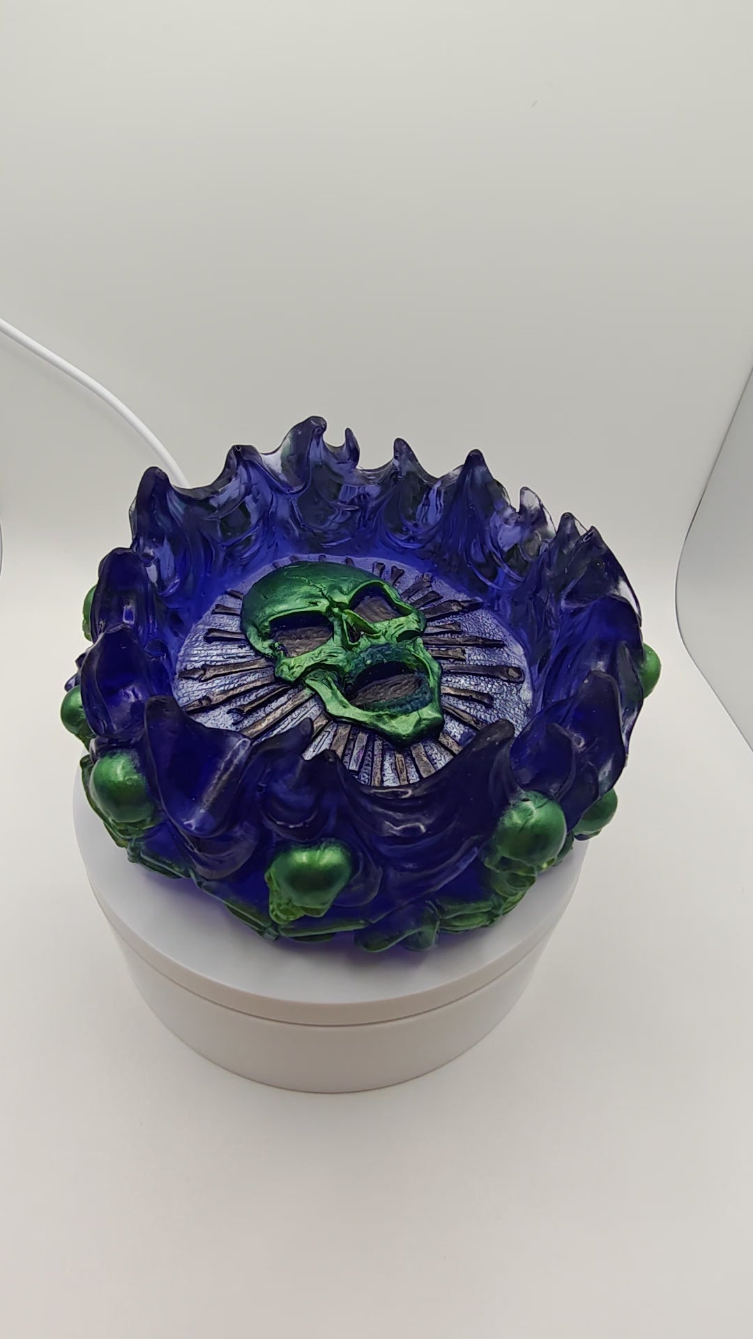 Beetlejuice Skull Flame Tray: Handmade Gothic Resin , Halloween Decor