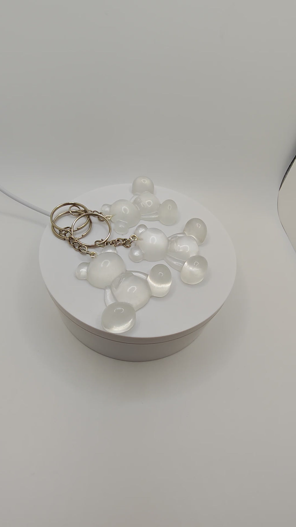 Handmade Resin Keychain Set: Glow In The Dark Teddy Bears- Bag Charm- Gift For Friends