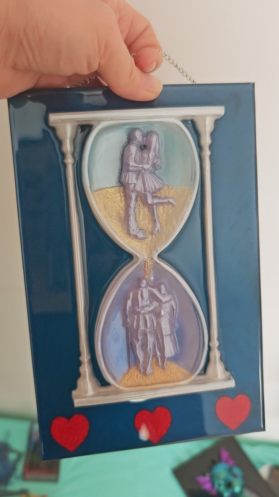 Anniversary Resin Wall Art, Romantic Couple in 3D Hourglass