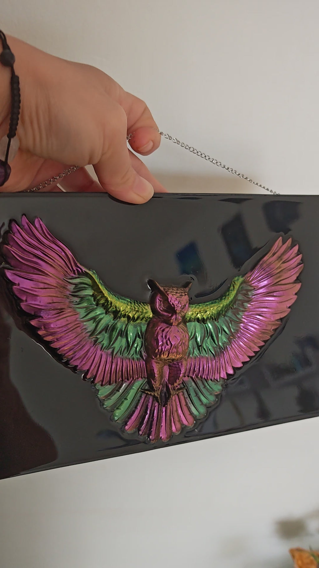 3D Resin Owl Wall Art: Gothic Fantasy Decor, Handmade Wisdom Symbol