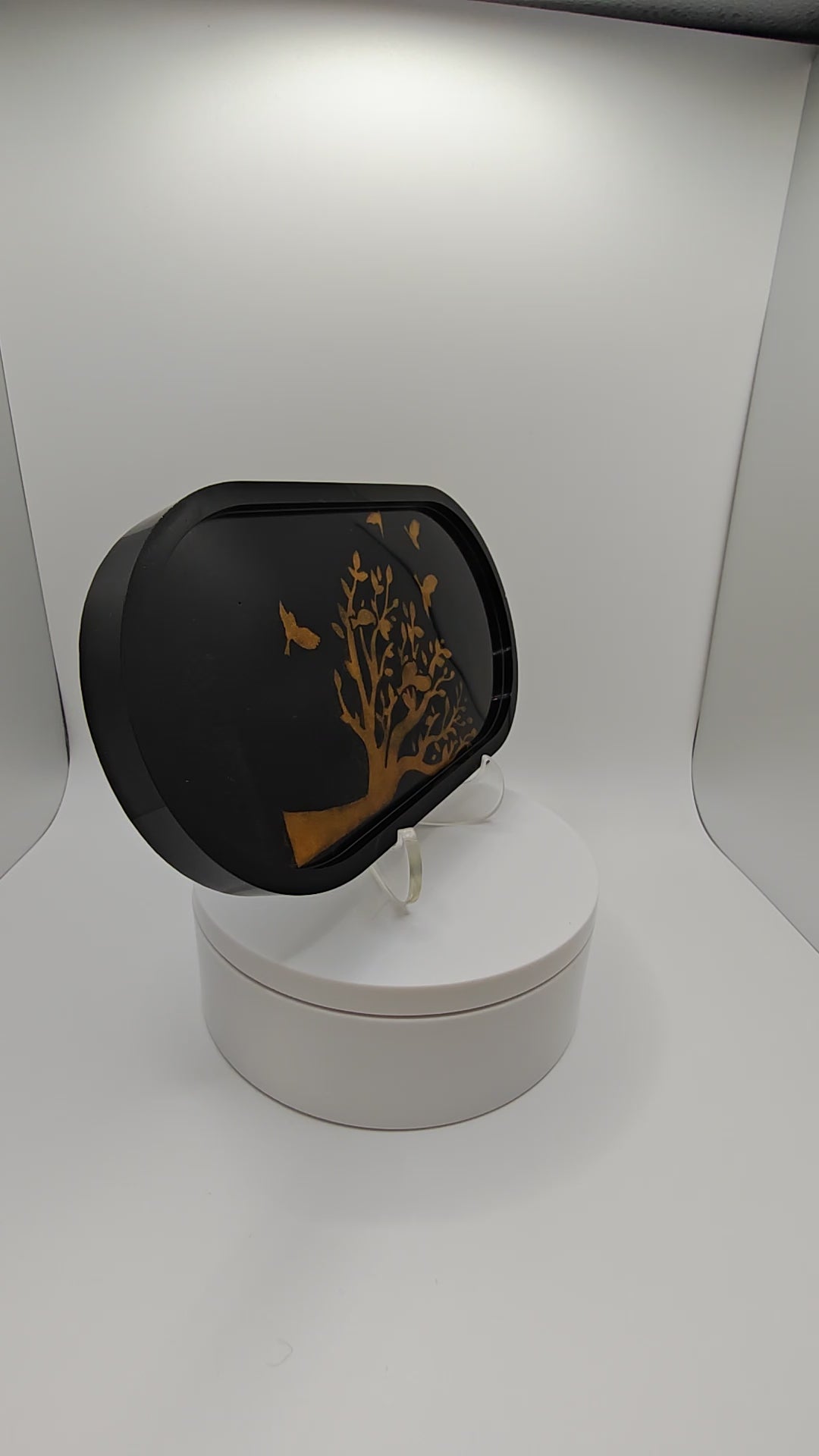 Elegant Gold and Black Resin Tray, Handmade Trinket Dish